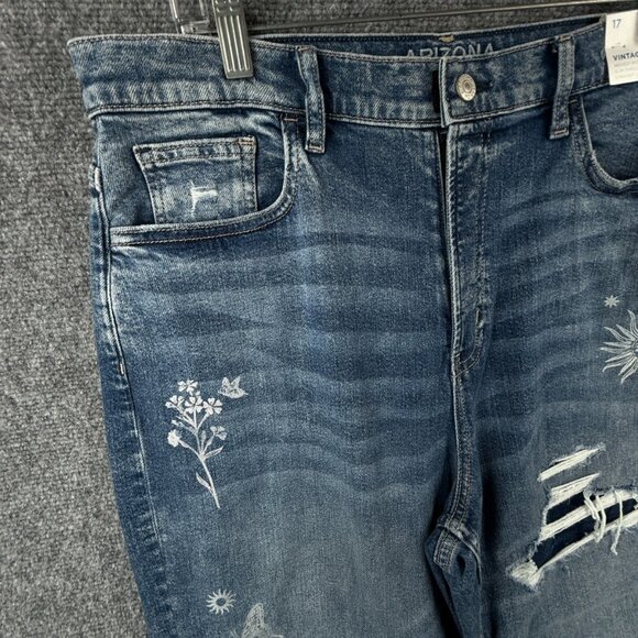 NWT Arizona Jeans Women Distressed Painted Vintage Straight Size 17 High Rise - Picture 2 of 16